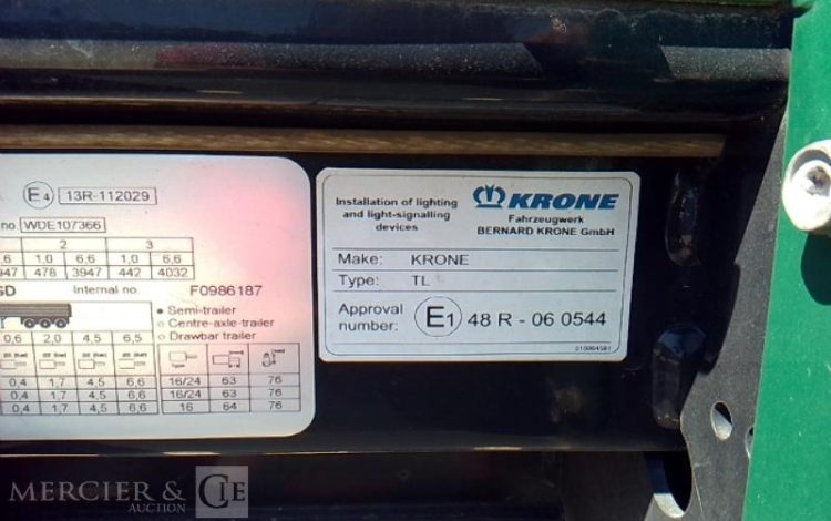 KRONE SEMI REMORQUE BACHE – 3 ESSIEUX – PTAC 38T  GA-119-ZP