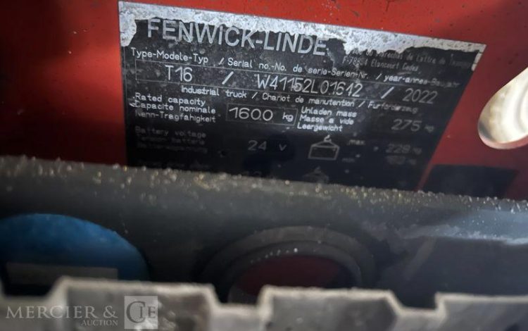 FENWICK TRANSPALETTE ELECTRIQUE T16 – AN 2022 – 1736 HEURES ROUGE L01642
