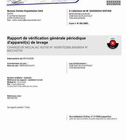 MECALAC CHARGEUSE ARTICULEE AS 700 SUR ROUES – 7,5 TONNES – 2924 HEURES – ANNEE 2020  MECAS700