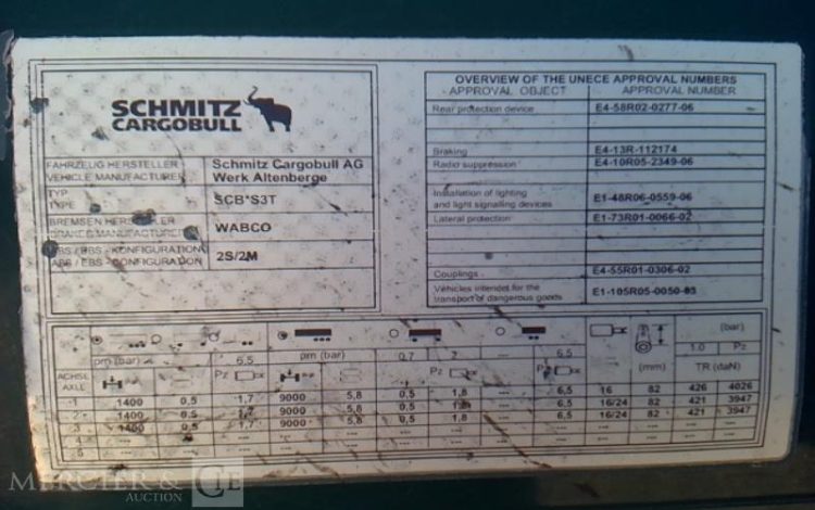 SCHMITZ CARGOBULL SEMI REMORQUE BACHE – 3 ESSIEUX – PTAC 38T  QADZ370