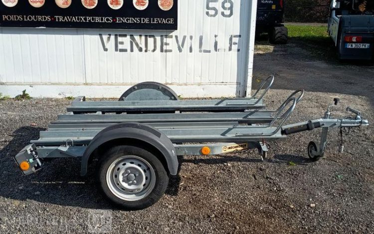 MECANOREM REMORQUE MOTO 3  RAILS – 1 ESSIEU – PTAC : 500 KGS BLANC REM010071