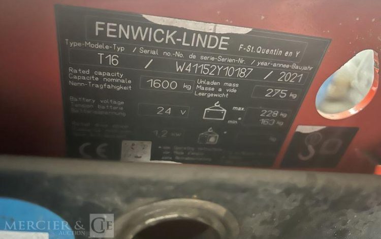 FENWICK TRANSPALETTE ELECTRIQUE T16 – AN 2021 -463 HEURES ROUGE Y10187